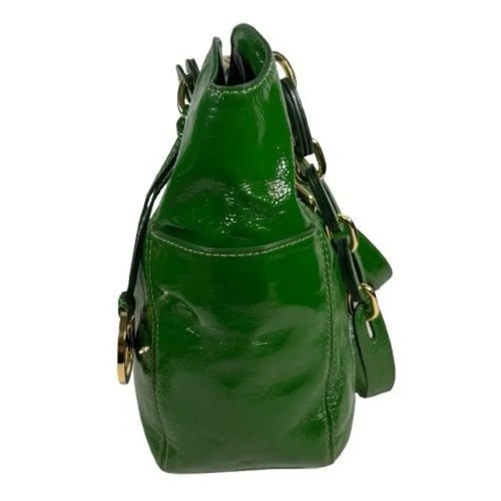 Michael Kors Lillie Purse Kelly Lime Green Gold Hobo Leather Chain Handbag Tote - Picture 6 of 16